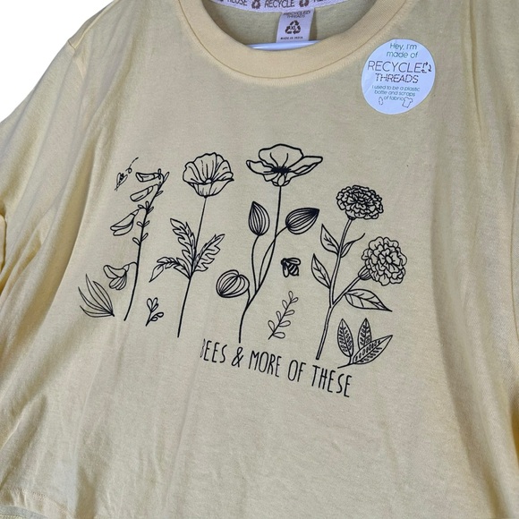 Recycle Threads NWT Women’s XL Yellow Graphic T Shirt Bees Floral Boho Hippie - Picture 9 of 12